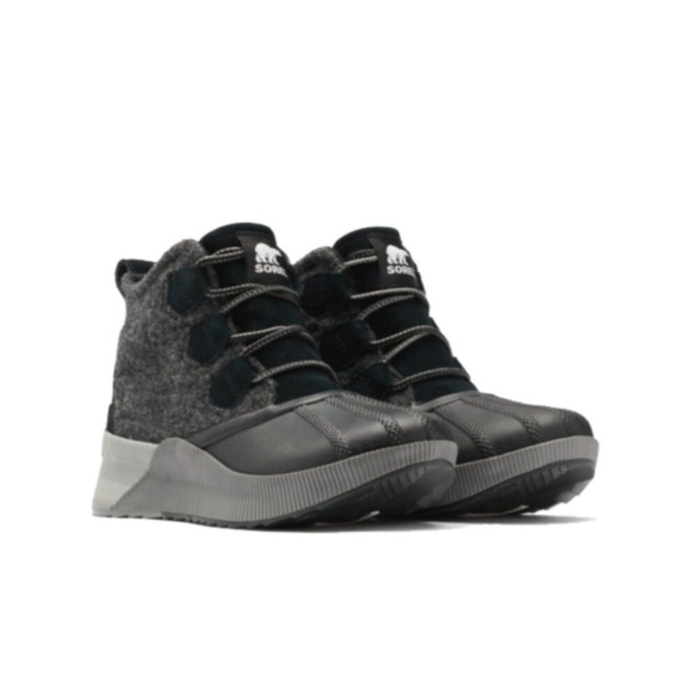 Sorel Out N About III Womens 6.5 Waterproof Boots Black Suede Felt Gorpcore